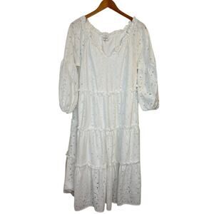 Aura Dress Women Medium White Maxi Cottage Coquette Feminine Romantic‎ Fairy